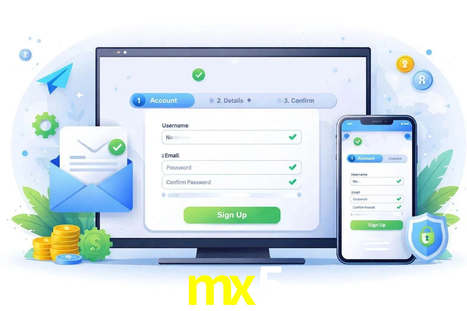 Registro de nuevo usuario y configuración de cuenta mx5